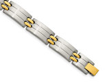 Men's Stainless Steel Bracelet with 24K Gold Plating (8.75 Inch)